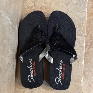 Skechers Black Sandals with Silver Detail